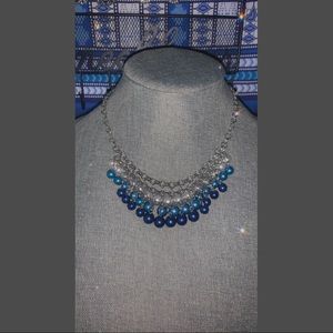 Silver & Navy Necklace Set.
